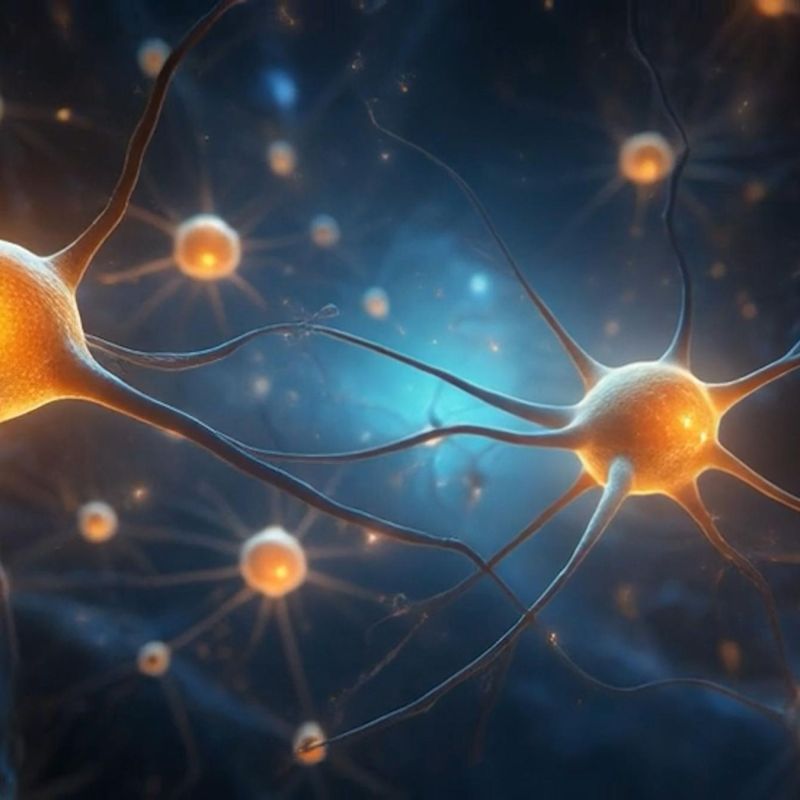 Leuchtende Nervenzellen mit aktiven Synapsen – Visualisierung neuronaler Verbindungen im Gehirn